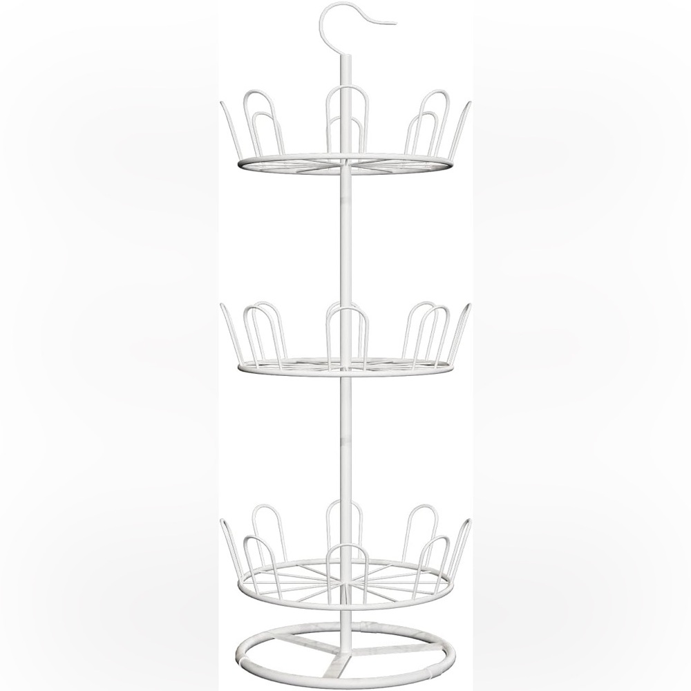 Three-Tier Hanging Shoe Organizer with Hook - White